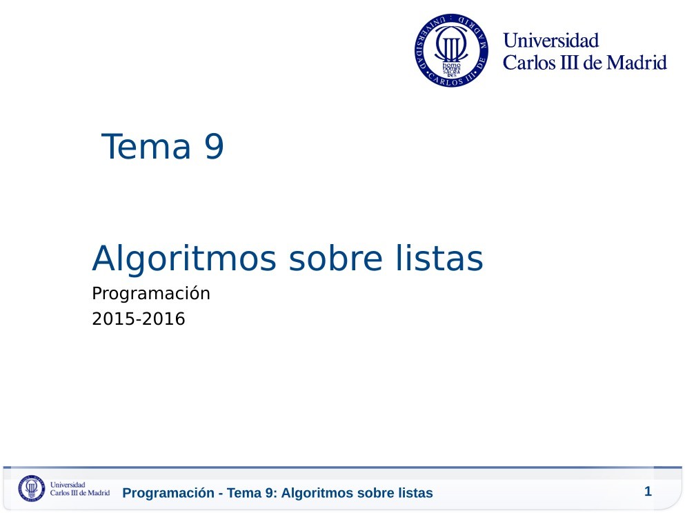 Imágen de pdf Tema 9 - Algoritmos sobre listas